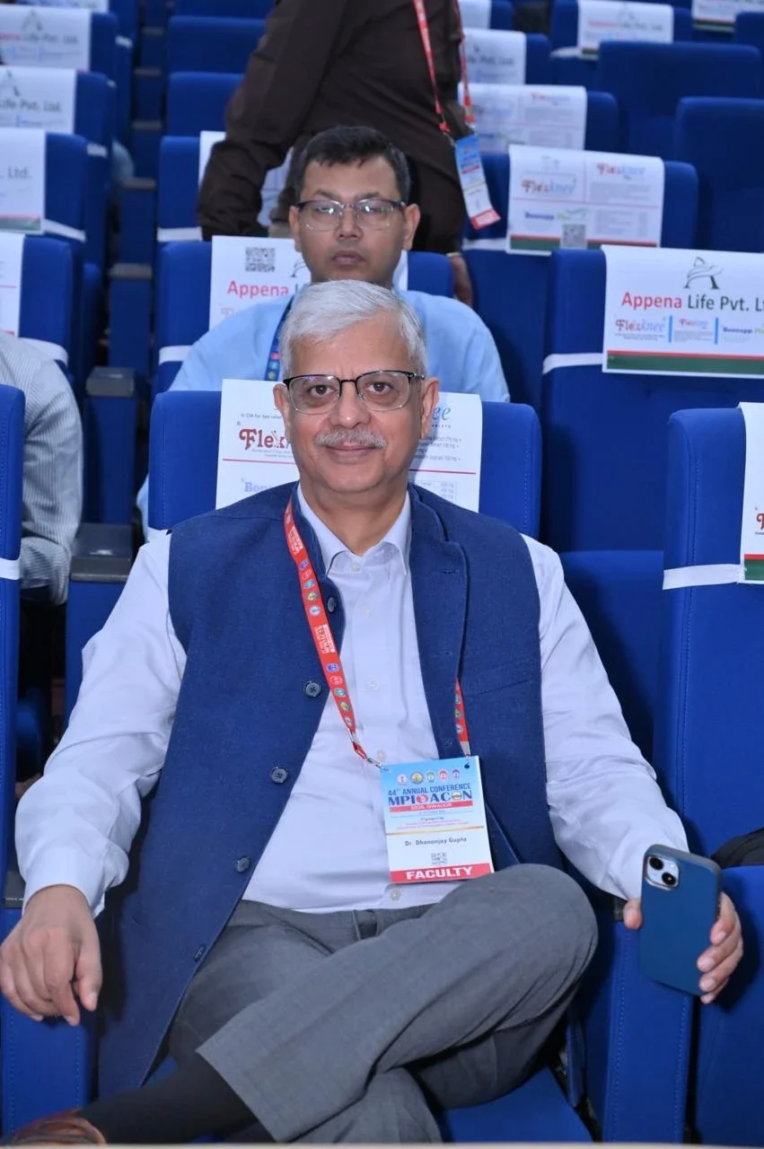 Dr. Dhananjay Gupta with his faculty badge at MPIOACON 2026, Gwalior